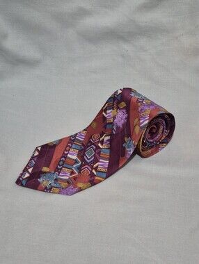 Soho Burgundy and Purple Patterned Made In Canada Silk Tie
